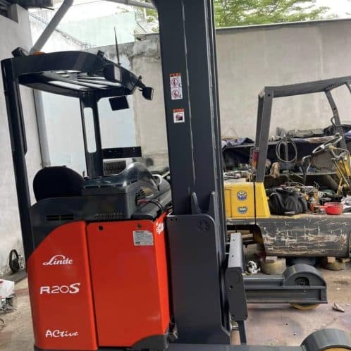 XE NÂNG ĐIỆN ĐỨNG LÁI LINDE, KHUNG 10 MÉT