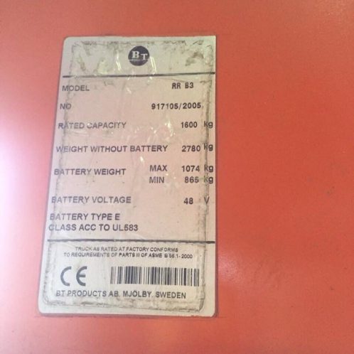 XE NÂNG ĐIỆN BT 1.6 TẤN, ĐỨNG LÁI, KHUNG 7.5M